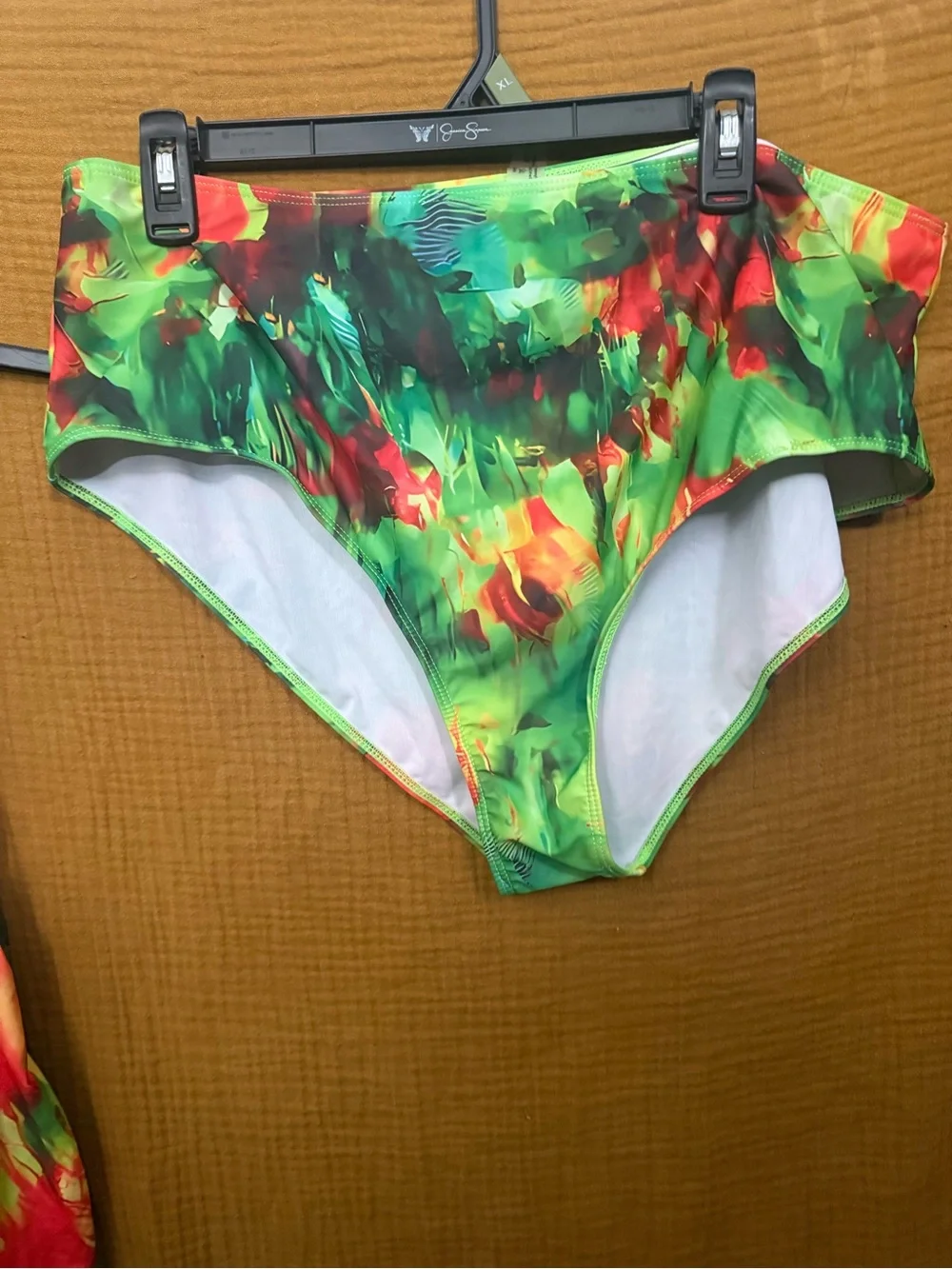 SHEIN Green Red Yellow Floral Ruffle Bikini Set